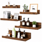 Wall Shelf Floating Shelves Set of 5 Rustic Brown U Shaped MDF Display Storage Shelves