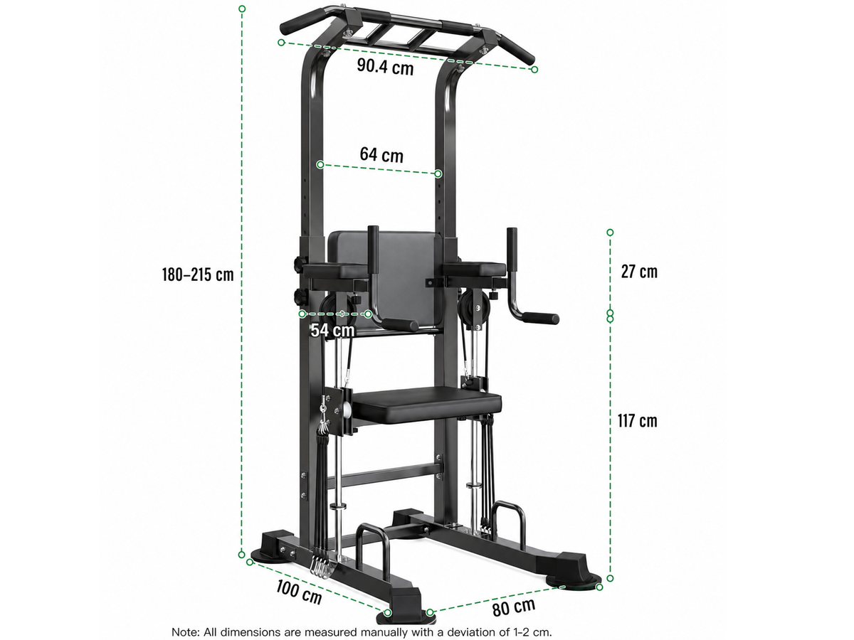 Power Tower Pull Up Bar Adjustable Multi Function Dip Station with Support Pad