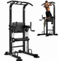 Power Tower Pull Up Bar Adjustable Multi Function Dip Station with Support Pad