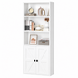Bookcase with Doors 5 Tier Farmhouse Storage Cabinet Bookshelf