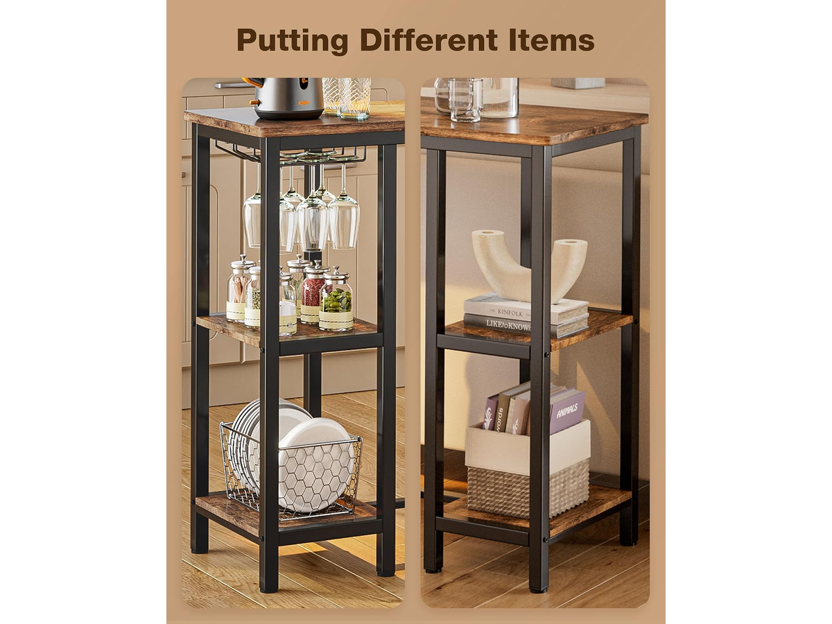 Bar Table Set 3 Piece Counter Height Dining Table with 2 Stools Storage Shelves