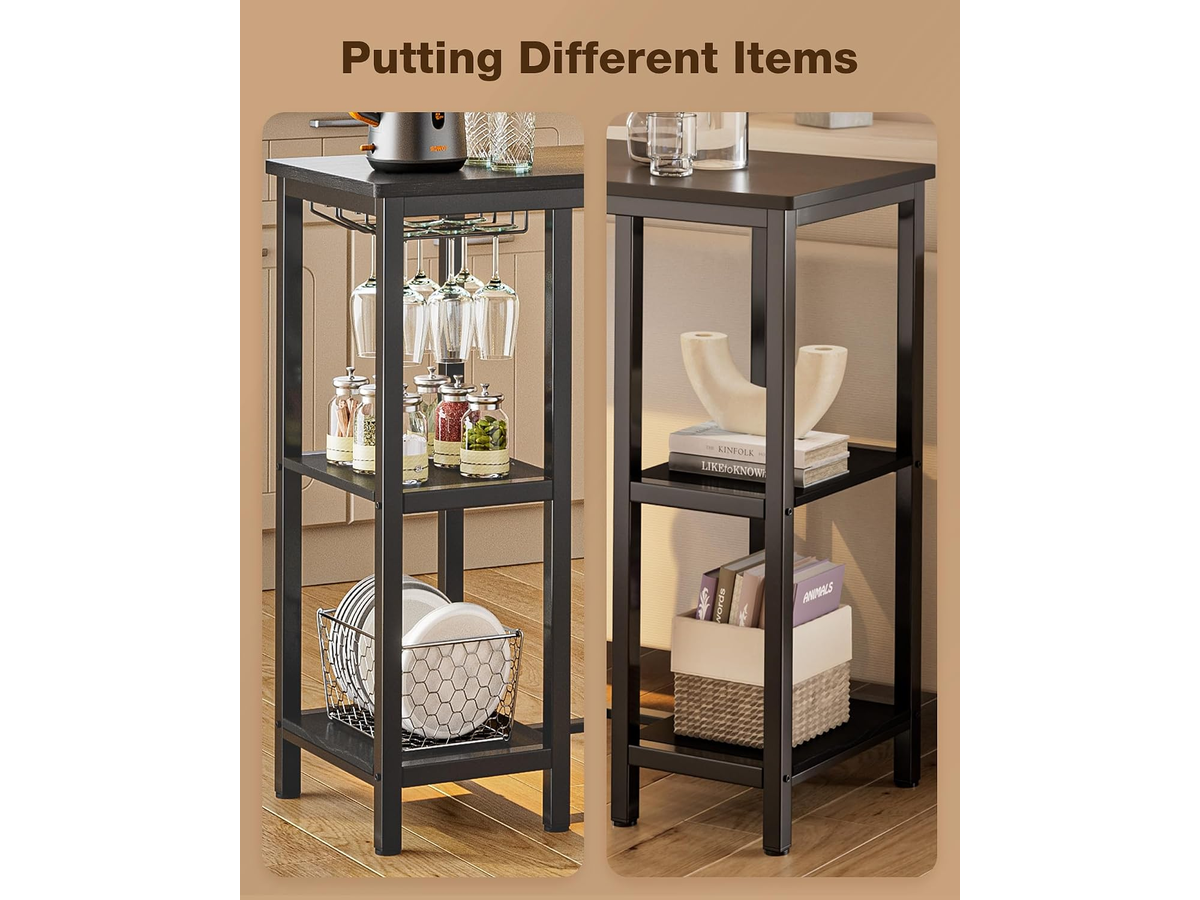 Bar Table Set 3 Piece Counter Height Dining Table with 2 Stools Storage Shelves
