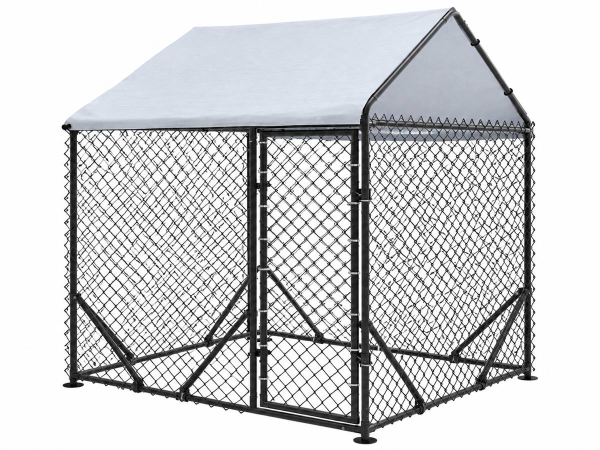Dog Run Outdoor Kennel with Roof Cover 196 X 196 X 230 CM