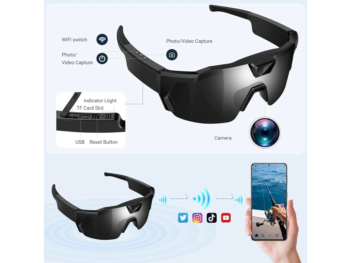 Smart Camera Glasses 1080P HD Video Recording