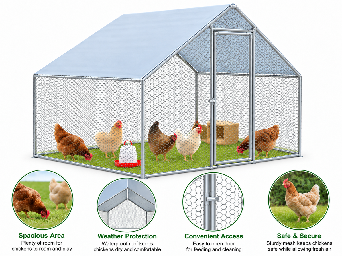 Outdoor Chicken Run 300 X 200 X 200 CM with Roof Cover Wire Mesh Enclosure