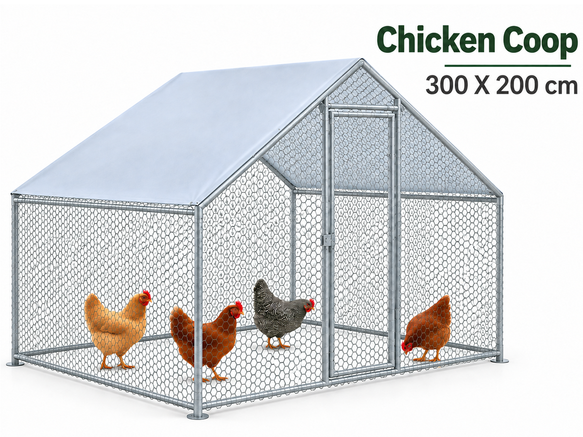 Outdoor Chicken Run 300 X 200 X 200 CM with Roof Cover Wire Mesh Enclosure