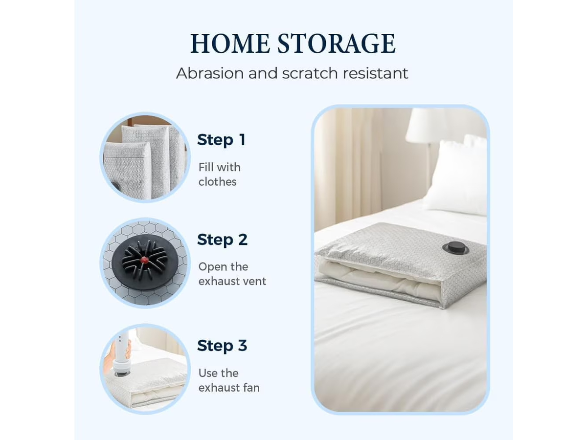 Travel Vacuum Bags Cordless Compression Storage Set with Rechargeable Air Pump
