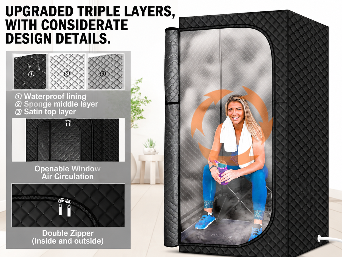 Steam Sauna with Red Light Therapy Portable 1200W Home Sauna Tent