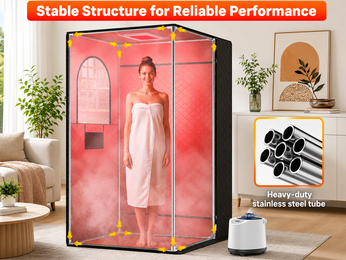 Steam Sauna with Red Light Therapy Portable 1200W Home Sauna Tent