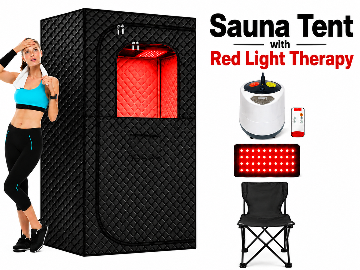 Steam Sauna with Red Light Therapy Portable 1200W Home Sauna Tent