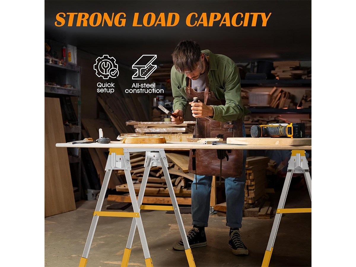 Adjustable Work Bench 2 Pack Foldable Heavy Duty Metal Sawhorses with Adjustable Height