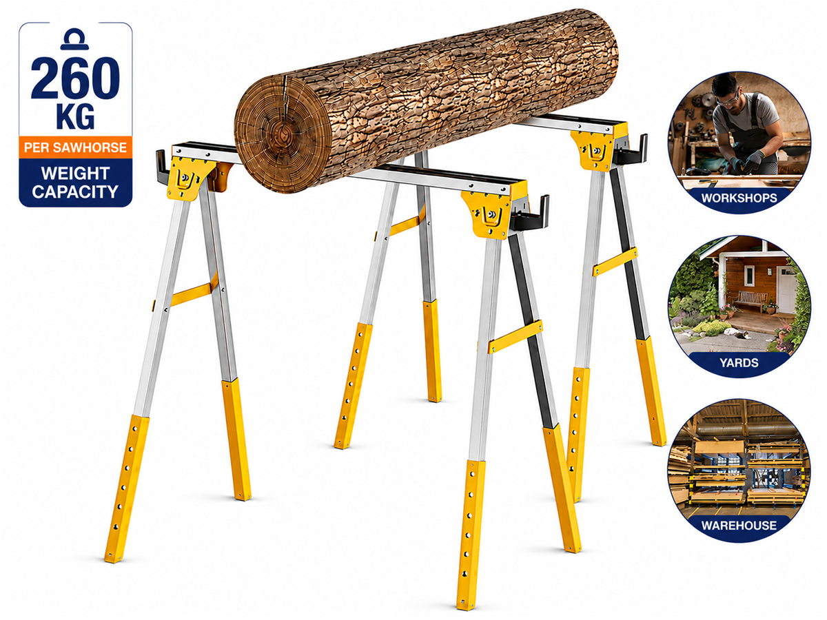 Adjustable Work Bench 2 Pack Foldable Heavy Duty Metal Sawhorses with Adjustable Height