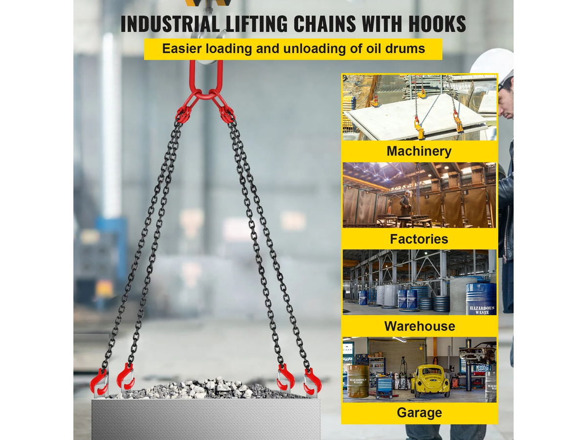 Lifting Chains with Hooks 4 Leg Chain Sling 5000 kg Heavy Duty Engine Lift Chain