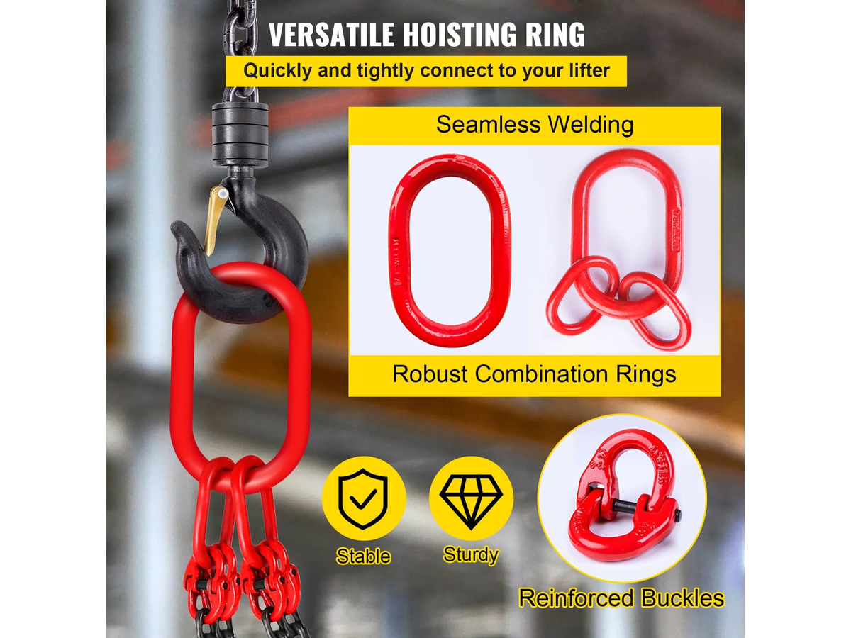 Lifting Chains with Hooks 4 Leg Chain Sling 5000 kg Heavy Duty Engine Lift Chain