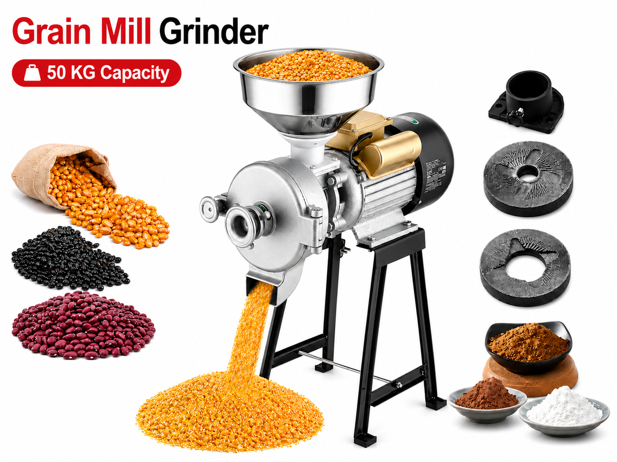 Electric Grain Mill Grinder 3000W Commercial Wet and Dry Grain Spice Corn Wheat Grinding Machine
