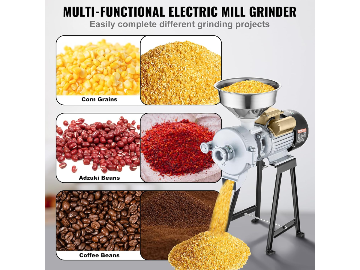 Electric Grain Mill Grinder 3000W Commercial Wet and Dry Grain Spice Corn Wheat Grinding Machine