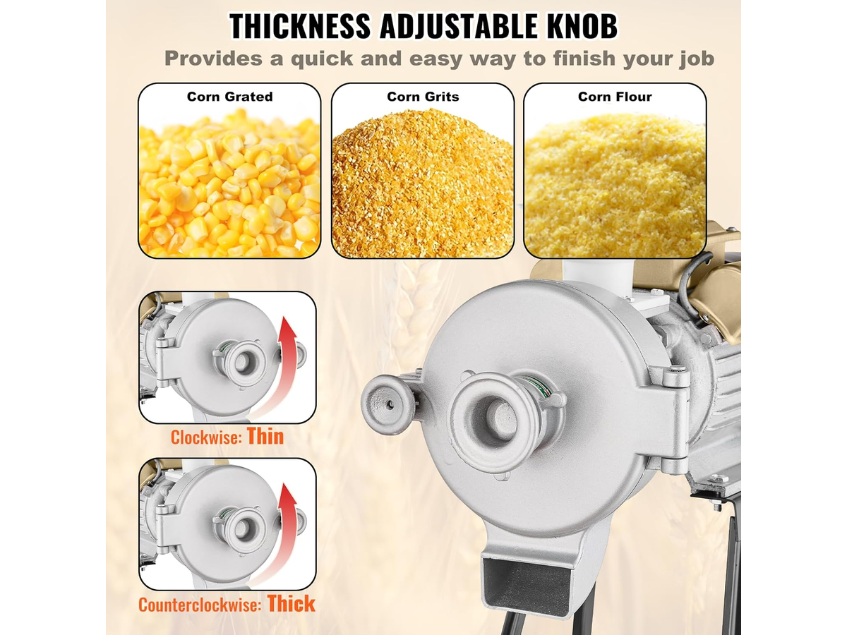 Electric Grain Mill Grinder 3000W Commercial Wet and Dry Grain Spice Corn Wheat Grinding Machine