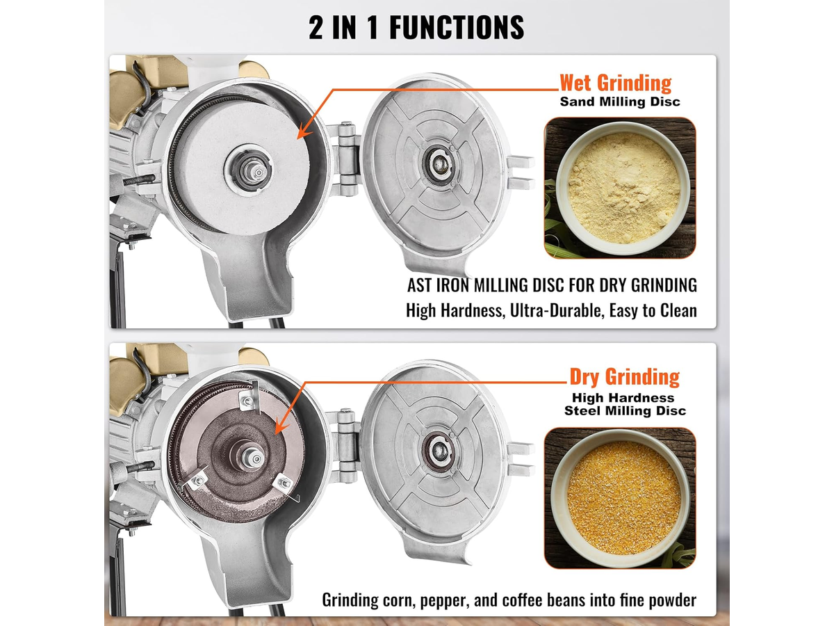 Electric Grain Mill Grinder 3000W Commercial Wet and Dry Grain Spice Corn Wheat Grinding Machine
