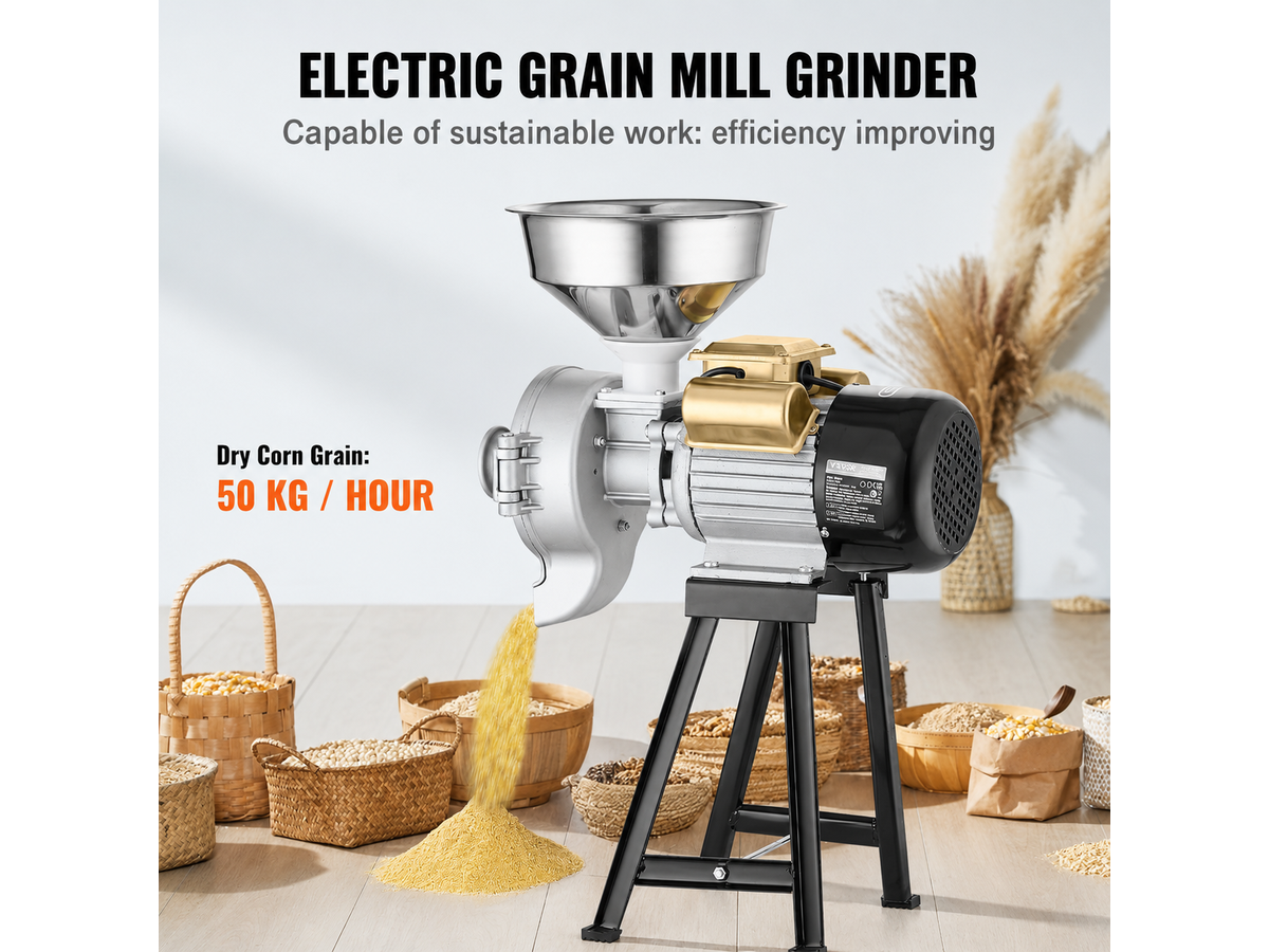 Electric Grain Mill Grinder 3000W Commercial Wet and Dry Grain Spice Corn Wheat Grinding Machine