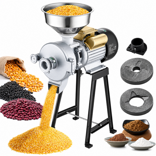 Electric Grain Mill Grinder 3000W Commercial Wet and Dry Grain Spice Corn Wheat Grinding Machine