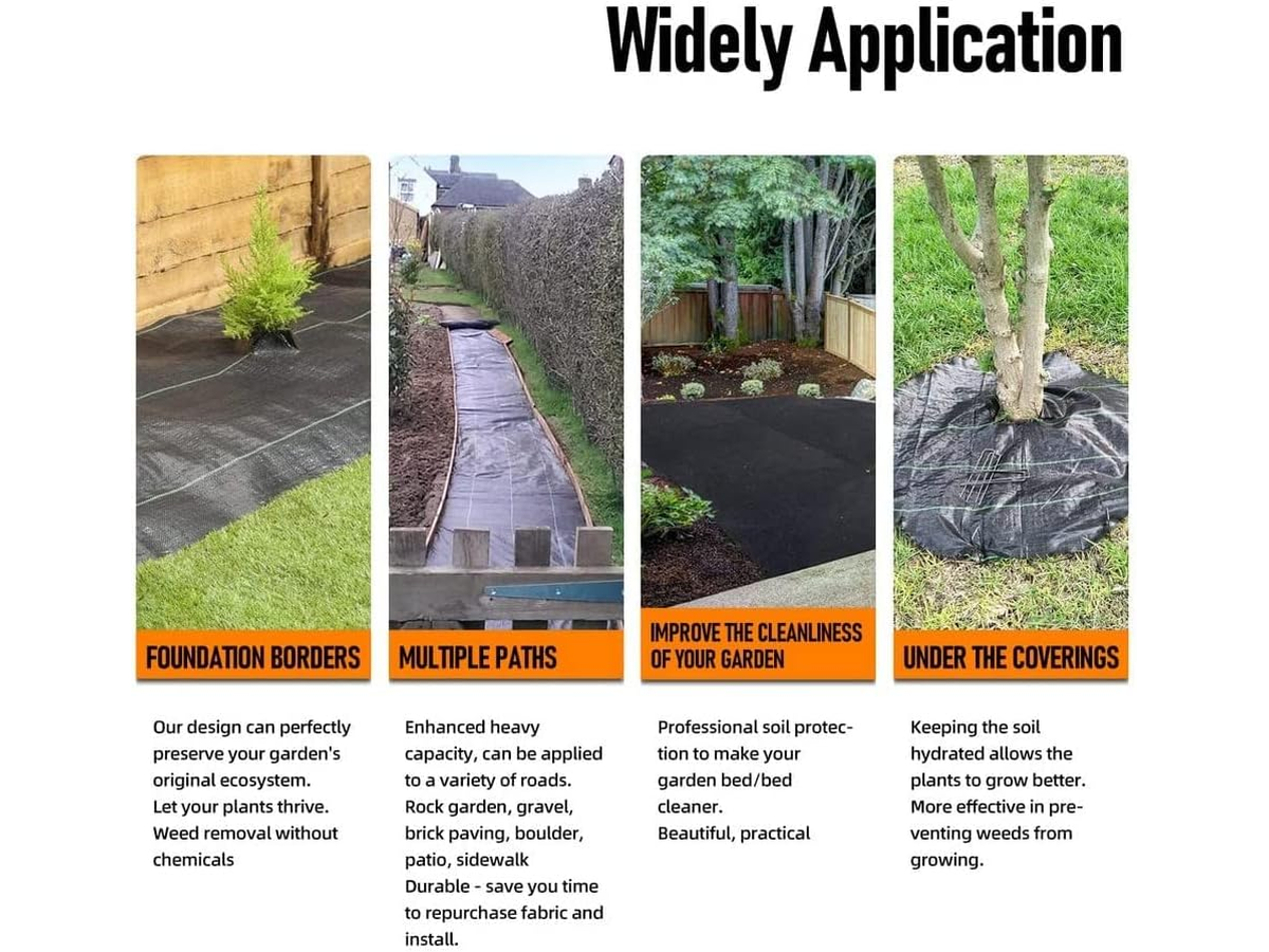 Weed Mat 3 Pack 1M X 15M Heavy Duty Landscape Fabric with 30 Pins