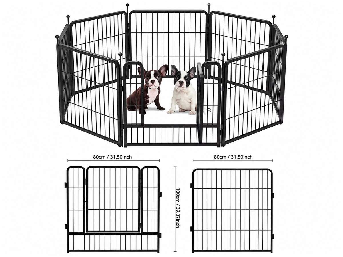 Dog Playpen 8 Panel Portable Metal Pet Exercise Pen 80 X 100 CM for Puppies
