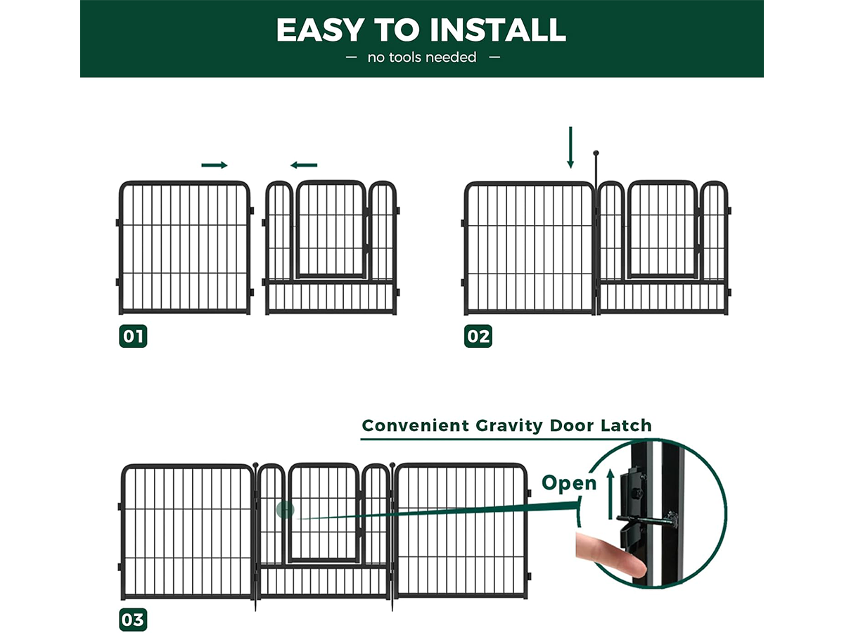 Dog Playpen 8 Panel Portable Metal Pet Exercise Pen 80 X 100 CM for Puppies