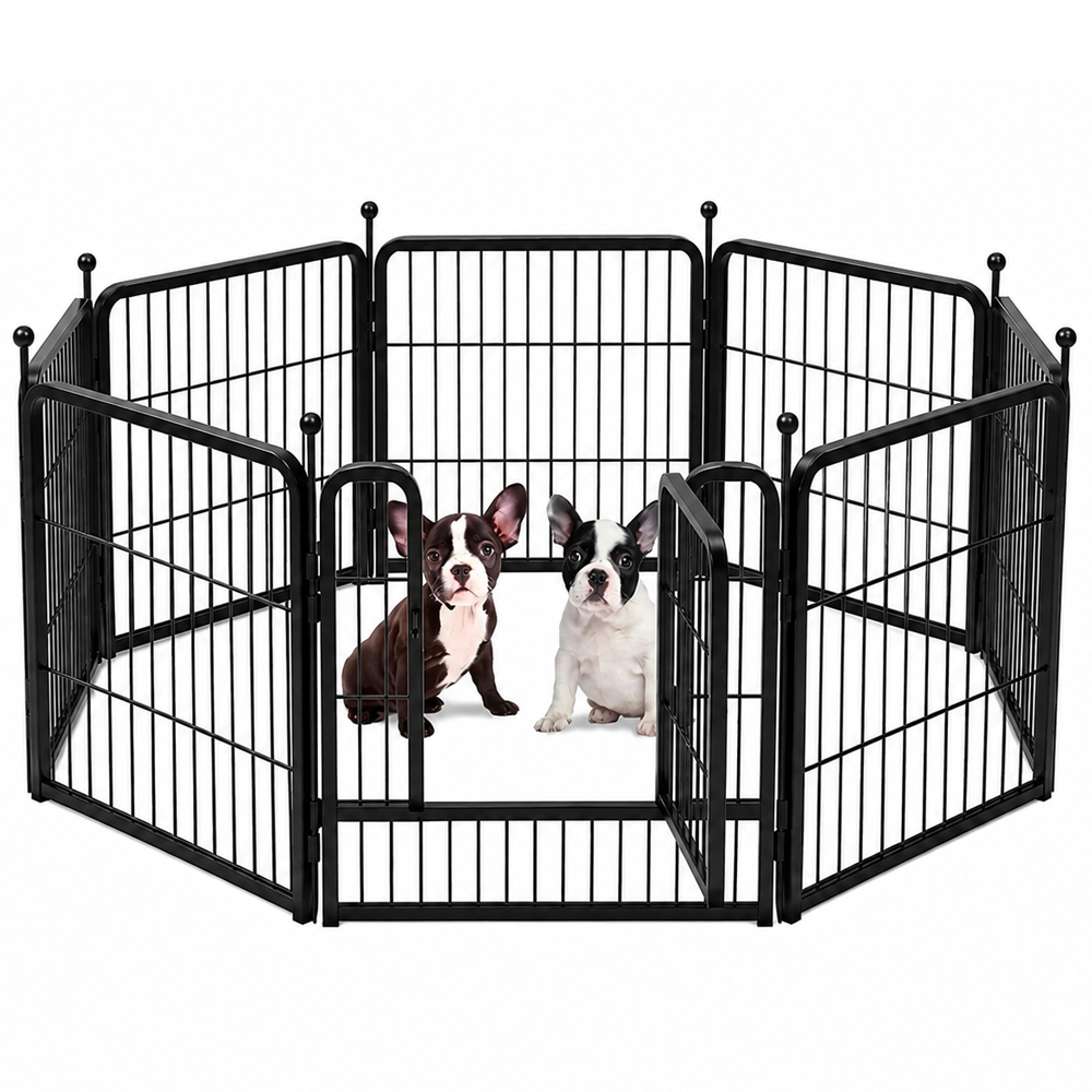 Dog Playpen 8 Panel Portable Metal Pet Exercise Pen 80 X 100 CM for Puppies