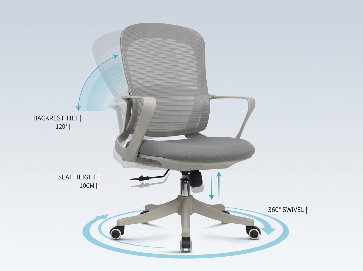 Ergonomic Office Chair Mesh Back 360° Swivel Adjustable Height