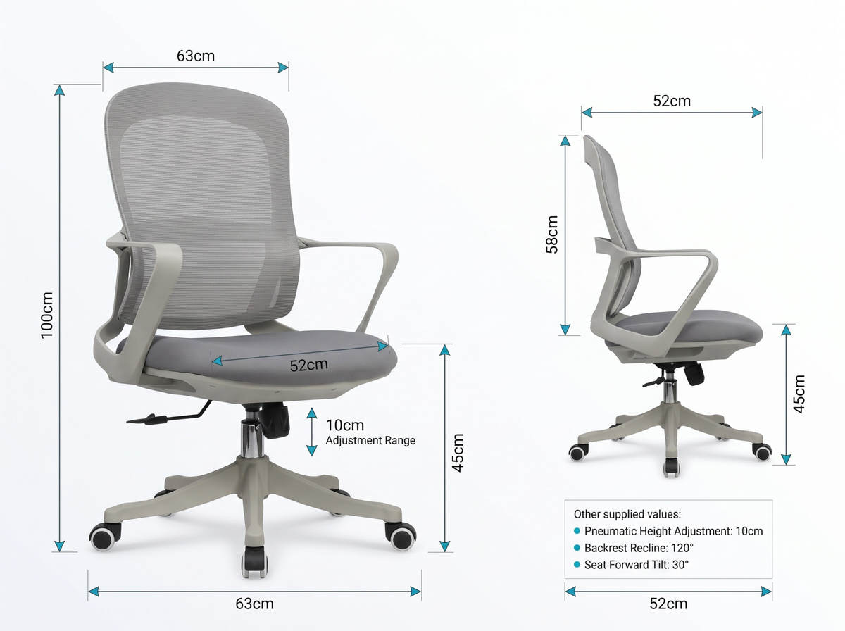 Ergonomic Office Chair Mesh Back 360° Swivel Adjustable Height