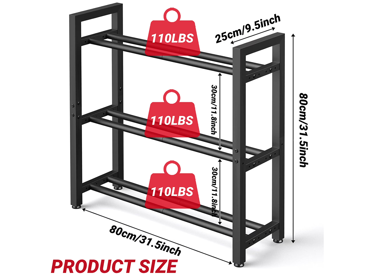 Adjustable Dumbbell Rack 3 Tier Heavy Duty Home Gym Weight Storage Stand