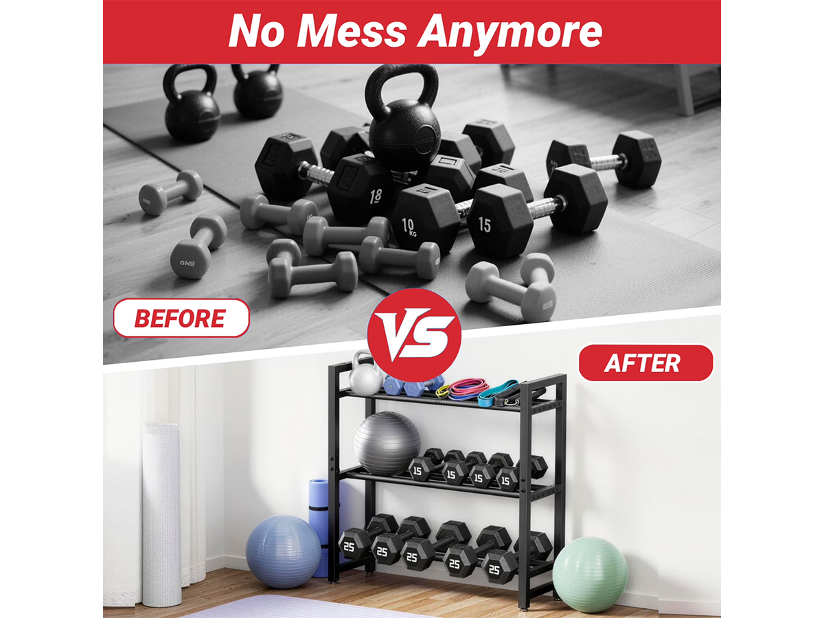 Adjustable Dumbbell Rack 3 Tier Heavy Duty Home Gym Weight Storage Stand