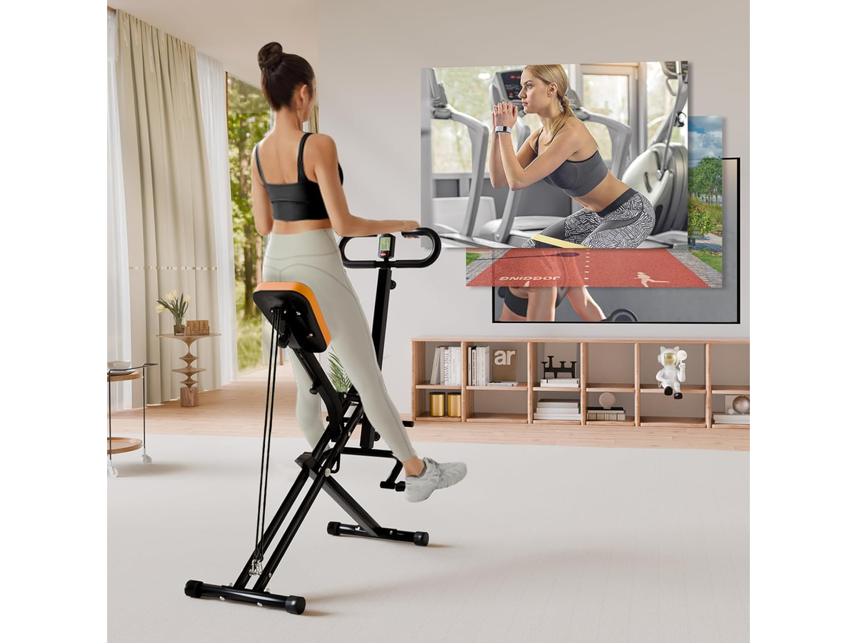 2 in 1 Home Squat Trainer with LCD Monitor and Resistance Bands