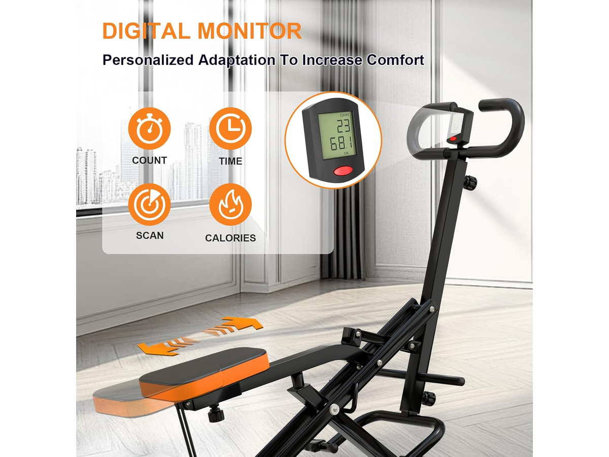 2 in 1 Home Squat Trainer with LCD Monitor and Resistance Bands