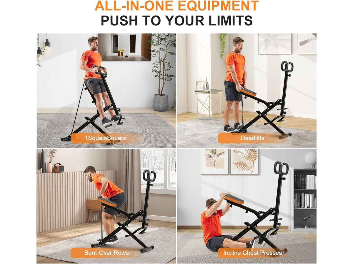 2 in 1 Home Squat Trainer with LCD Monitor and Resistance Bands