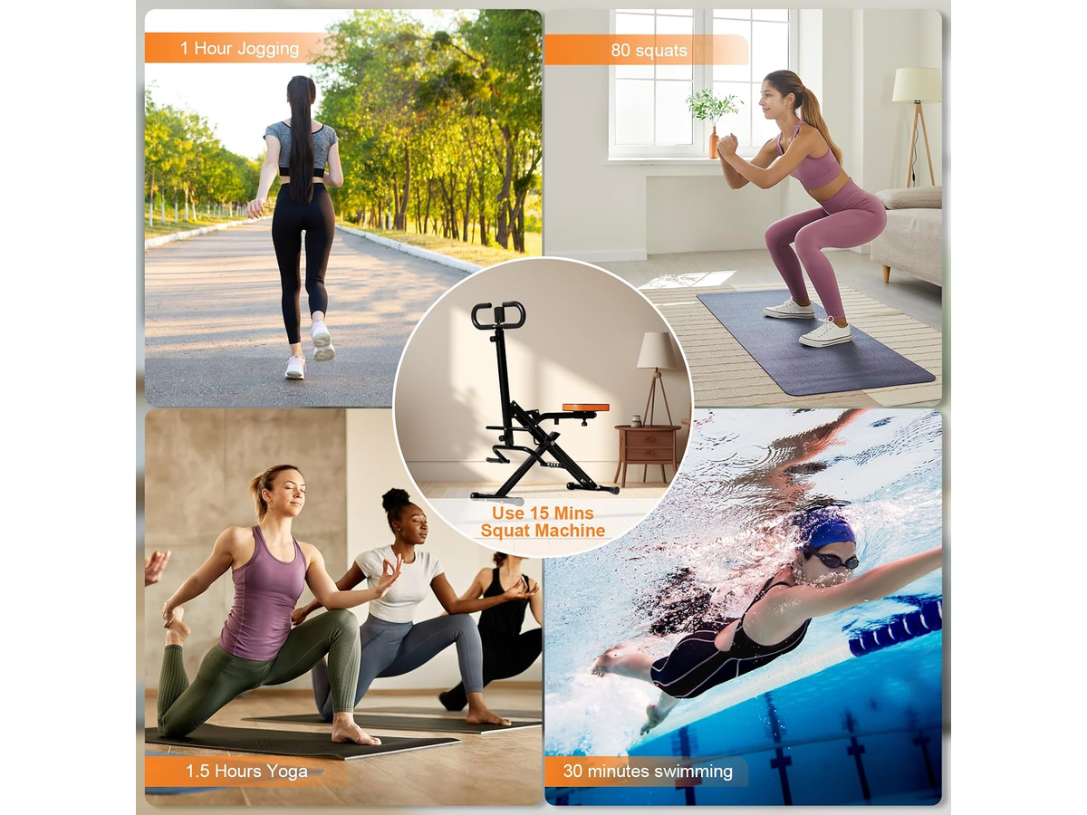 2 in 1 Home Squat Trainer with LCD Monitor and Resistance Bands