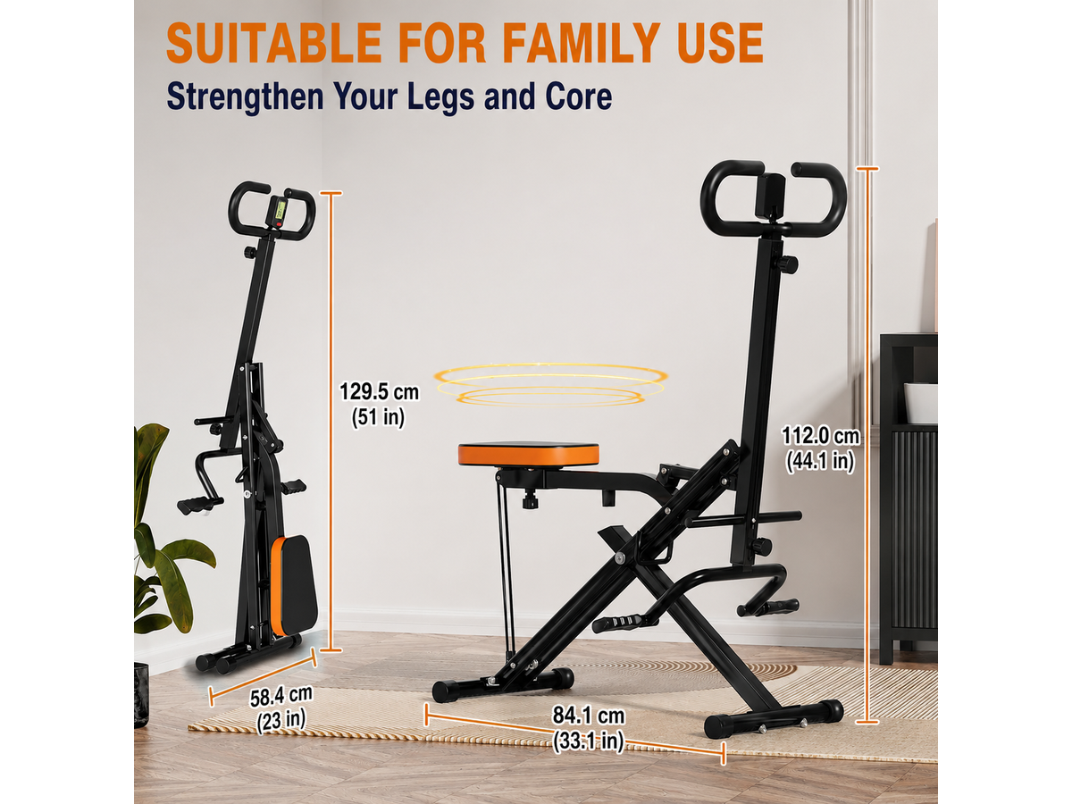 2 in 1 Home Squat Trainer with LCD Monitor and Resistance Bands