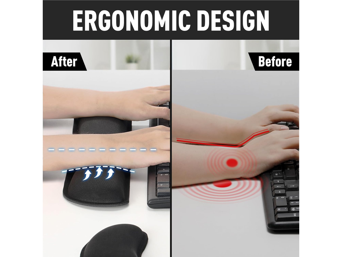 Ergonomic Mouse Pad 3PCS Gel Memory Foam Keyboard and Mouse Wrist Rest Set