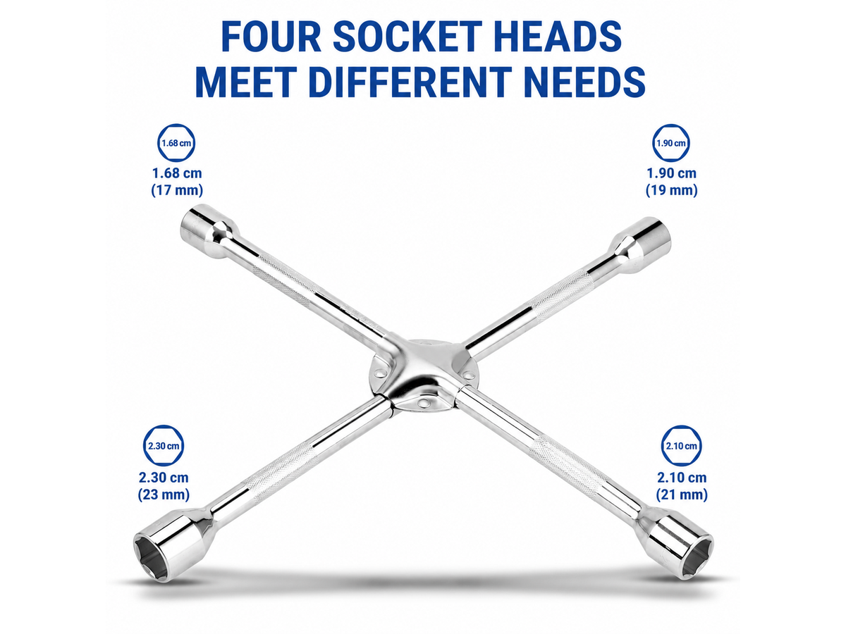 Cross Wrench Spanner 18" Heavy Duty 4 Way Universal Lug Wrench