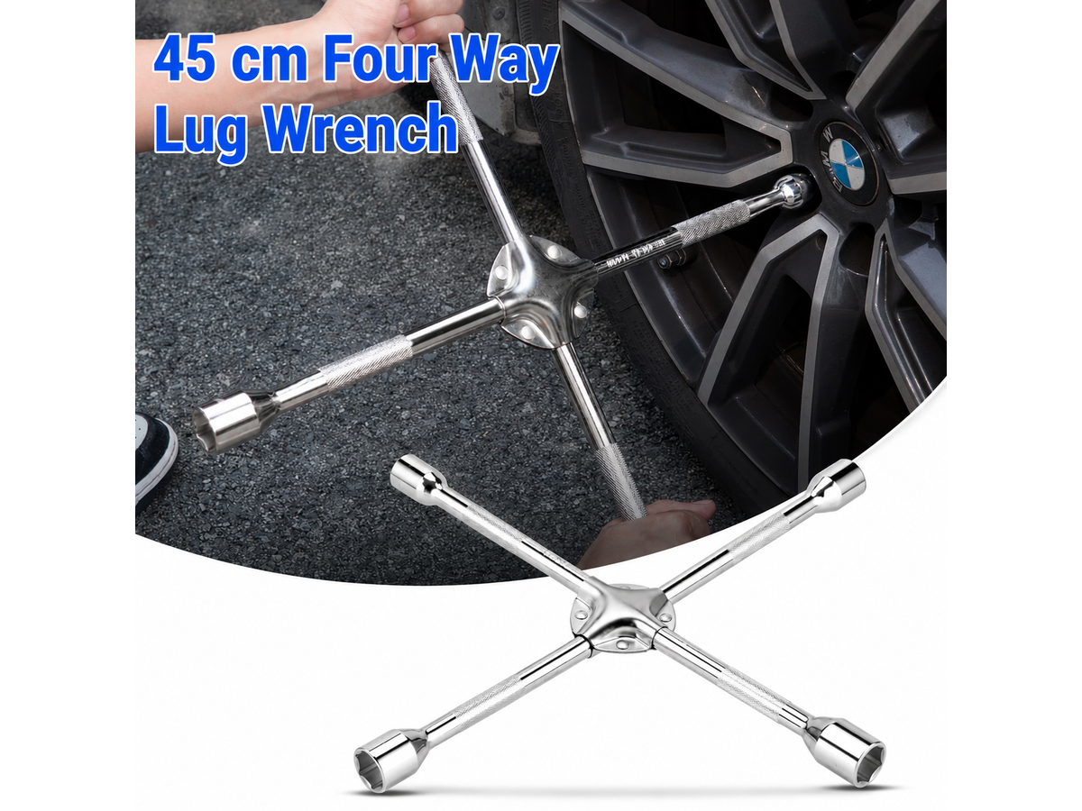 Cross Wrench Spanner 18" Heavy Duty 4 Way Universal Lug Wrench