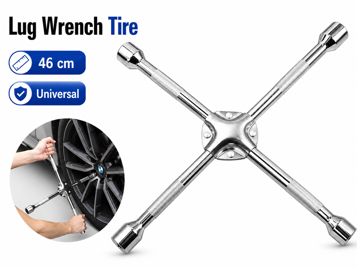 Cross Wrench Spanner 18" Heavy Duty 4 Way Universal Lug Wrench
