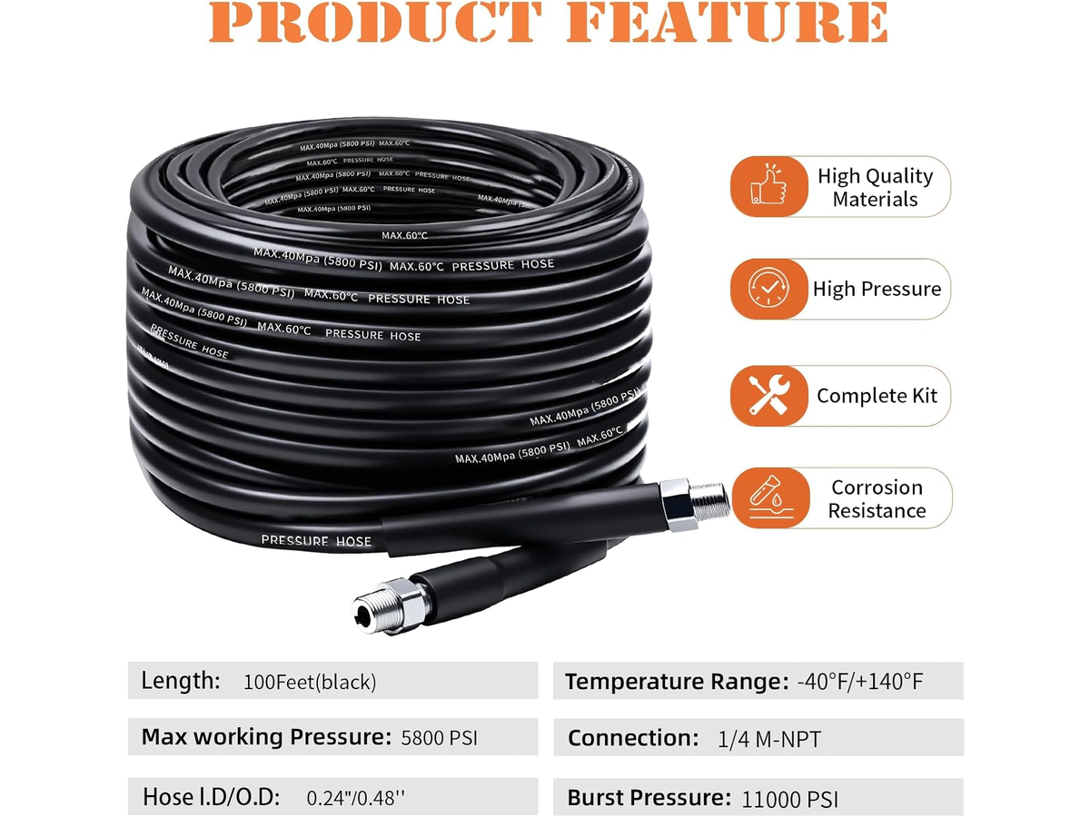 Sewer Jetter Kit for Pressure Washer 30M Drain Cleaning Hose