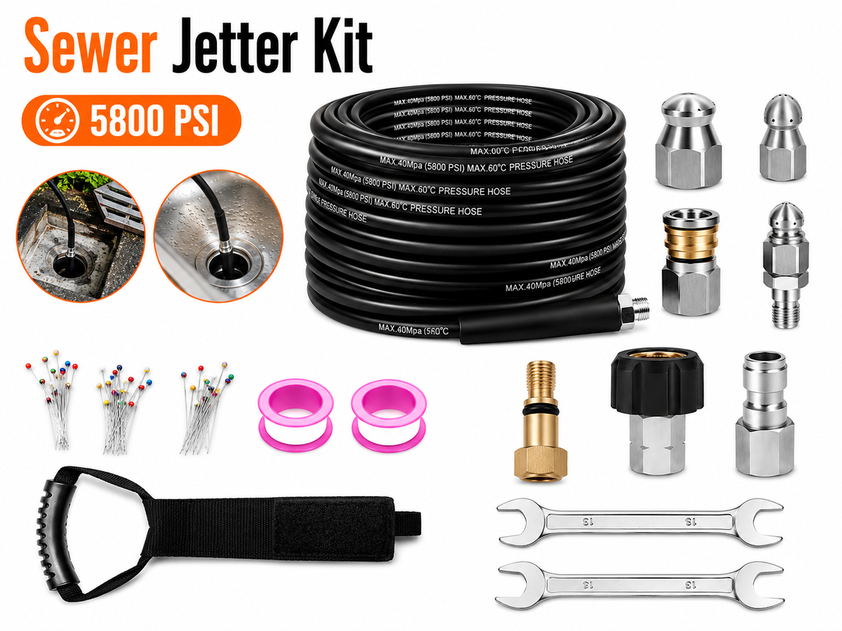 Sewer Jetter Kit for Pressure Washer 30M Drain Cleaning Hose