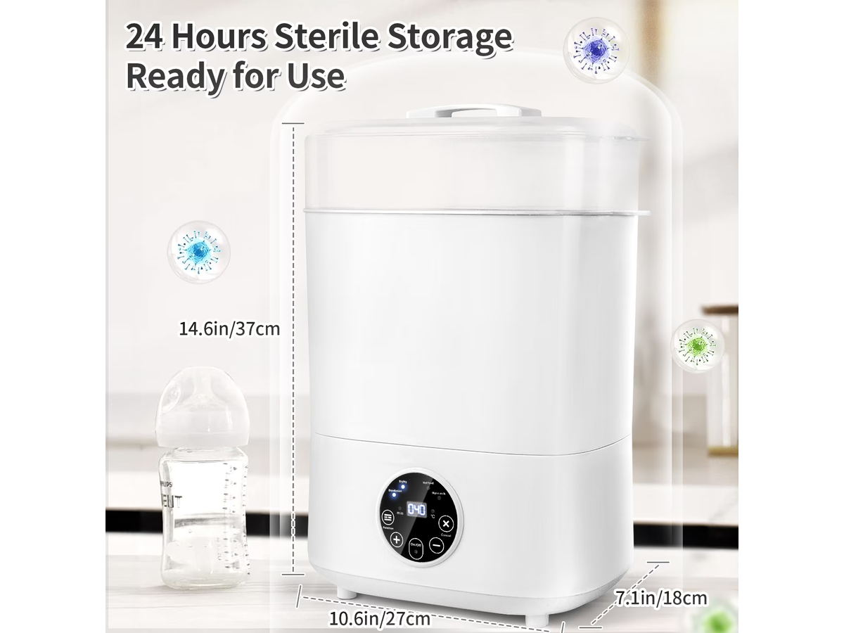 Bottle Sterilizer and Dryer 4 in 1 Electric Steam Sterilizer with Bottle Warmer and Food Heater
