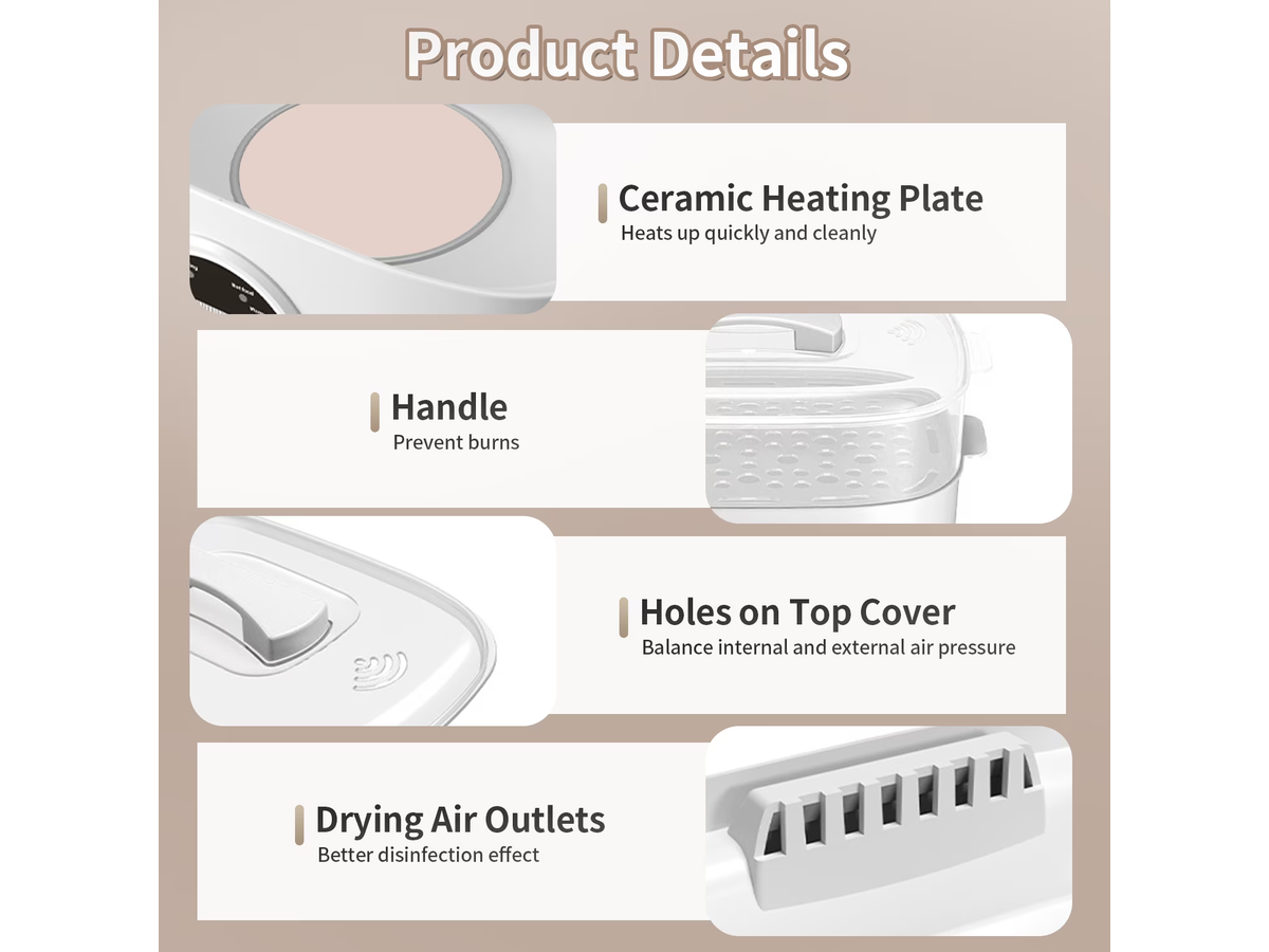 Bottle Sterilizer and Dryer 4 in 1 Electric Steam Sterilizer with Bottle Warmer and Food Heater