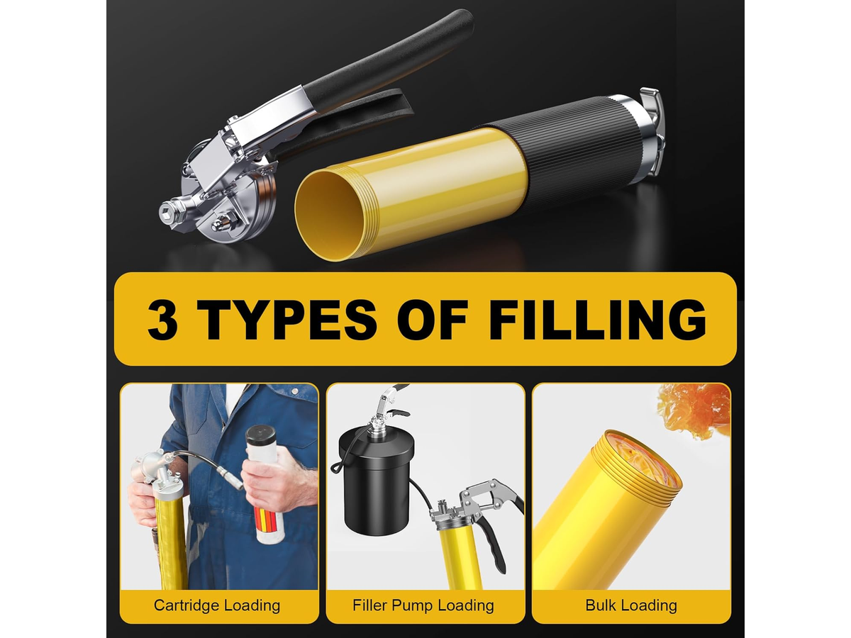 Grease Lubrication Tool Set with Locking Coupler Flex Hose and Accessories