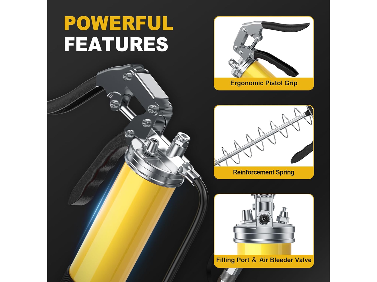 Grease Lubrication Tool Set with Locking Coupler Flex Hose and Accessories