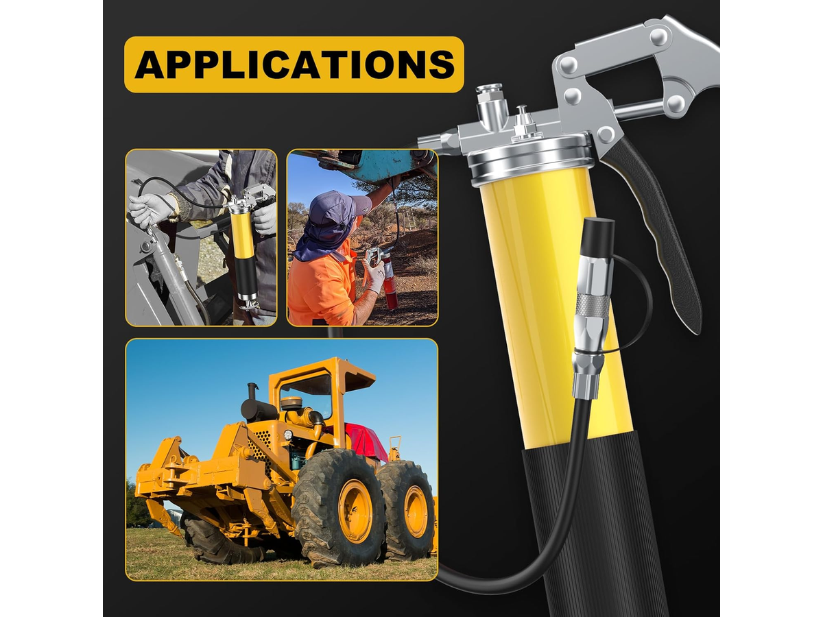 Grease Lubrication Tool Set with Locking Coupler Flex Hose and Accessories