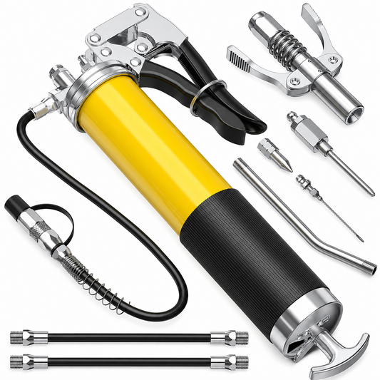 Grease Lubrication Tool Set with Locking Coupler Flex Hose and Accessories