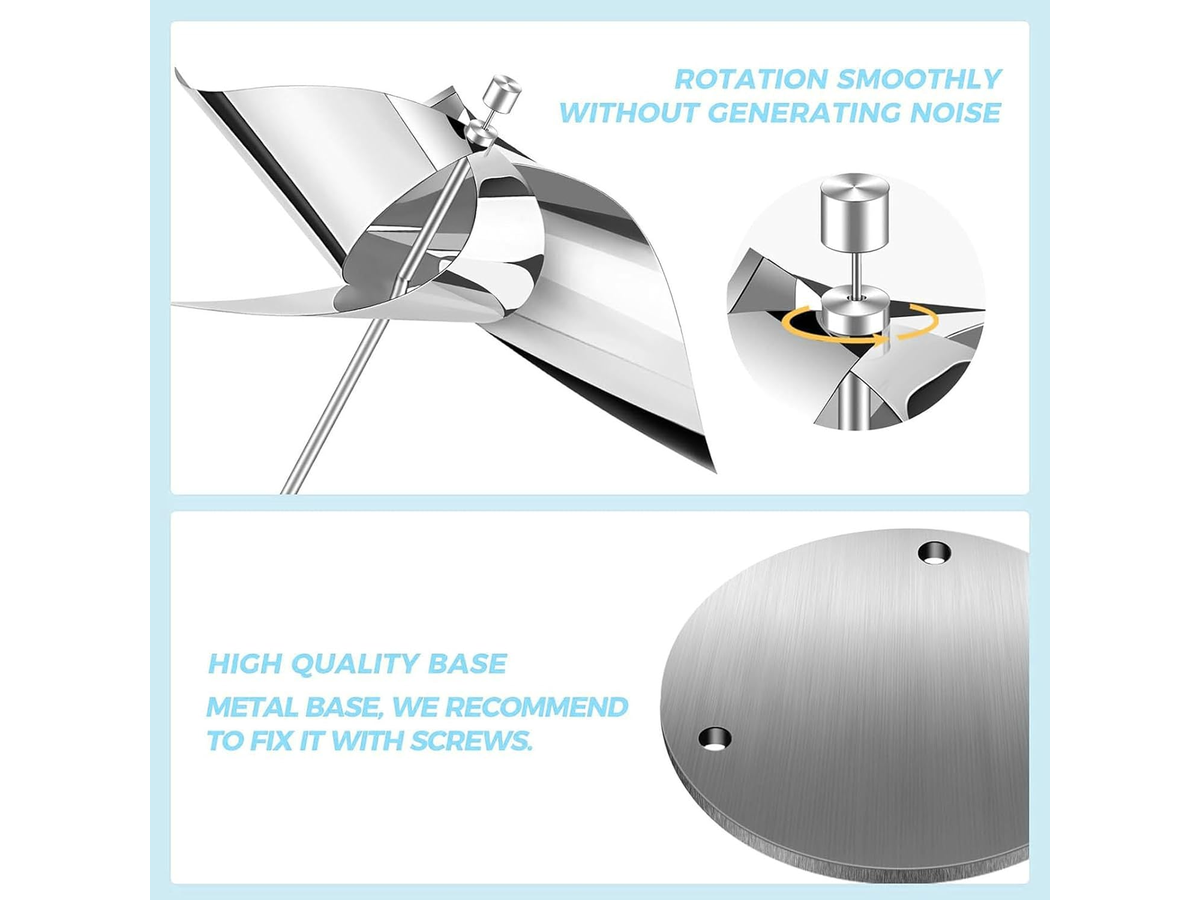 Wind Powered Scare Device 2 Pack Reflective Bird Deterrent Spinners for Garden Yard